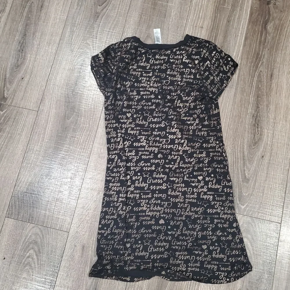 Girls Dress size 12 Guess Black Dress with Gold Script